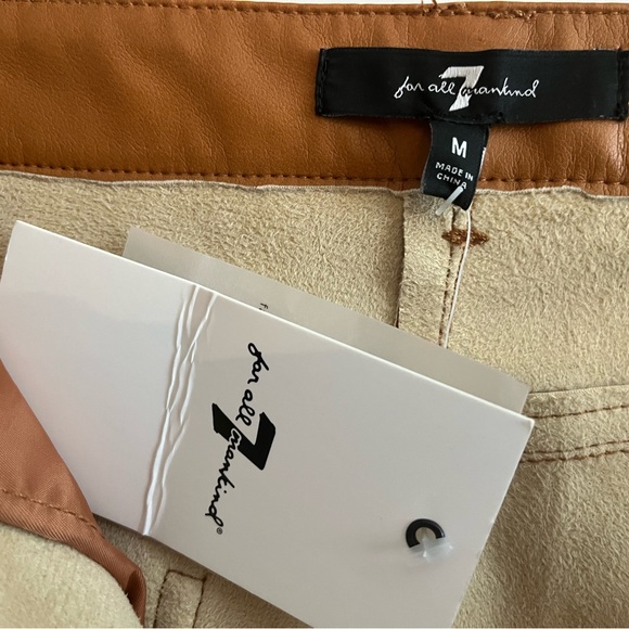 7 For All Mankind Faux Leather Straight Leg High Waist Pant - Size M color Camel - Picture 12 of 14